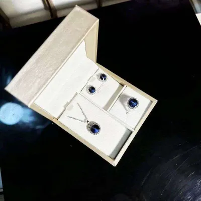 Exclusive Blue Stone Pendant Necklace Set ( 4 Pcs )